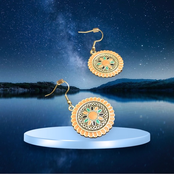 Duufin Women's Bohemian Vintage Mandala Design Pink/Silver Earrings - Picture 1 of 7